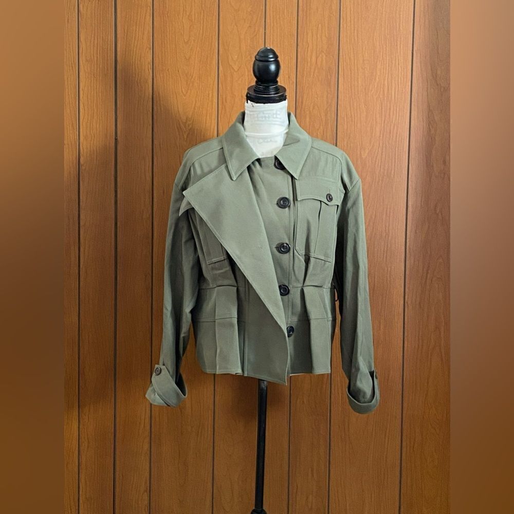Alexander McQueen peplum-hem belted jacket size 42/us size 8